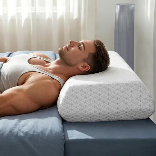 High Profile Pillow for Heavy People & Big Guys - Extra Thick Sleep Support for Broad Shoulders, Side Sleepers & Large Frame Adults 25X15X5.5”