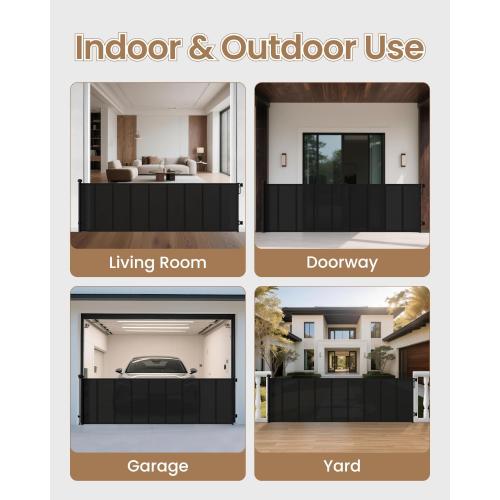 Retractable Baby Gate Extra Wide, 100 Wide Anti-Sagging Pet Gate with 8 Support Rods, 34 Tall Scratch-Resistant Extra Long Dog Gate for Large Openings, Doorways & Open Spaces, Black