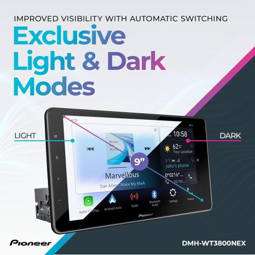 Pioneer DMH-WT3800NEX 9 Capacitive Touchscreen, Floating Display – Wireless & Wired Apple CarPlay & Android Auto, Amazon Alexa, Bluetooth, FLAC, Backup Camera, HD Radio