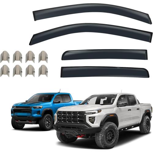 in-Channel Rain Guards Compatible with 2023 2024 2025 2026 Chevy Colorado and GMC Canyon Window Visors Side Window Deflectors