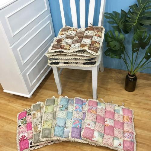 vctops Patchwork Chair Pad with Ties No Slip Lace Trim Chair Cushion Farmhouse Floral Print Kitchen Dining Seat Cushion (012, 16x16)
