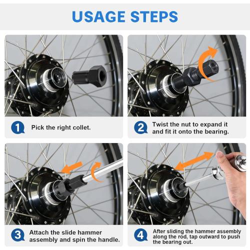 12pcs Blind Hole Collet Bearing Puller Set Slide Hammer 8-32mm | Expandable collets, pilot bearing removal tool for internal & wheel bearings, for automotive and motorcycle use