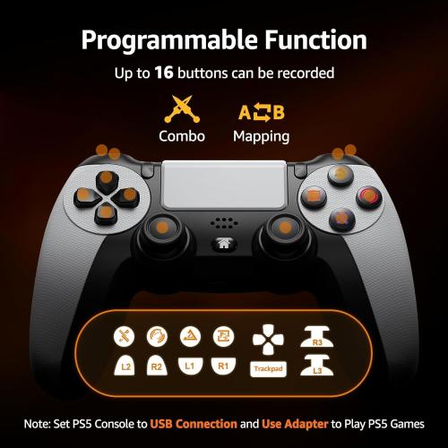 IWGAME Controller for PlayStation-5, Compatible with PS-5/PS-5 Pro/PS-4/ PC, Wireless Controllers Supports Adjustable Turbo, Remap, Hall Effect, Gaming Controller for PS-5 Games (2.4G Adapter Required)