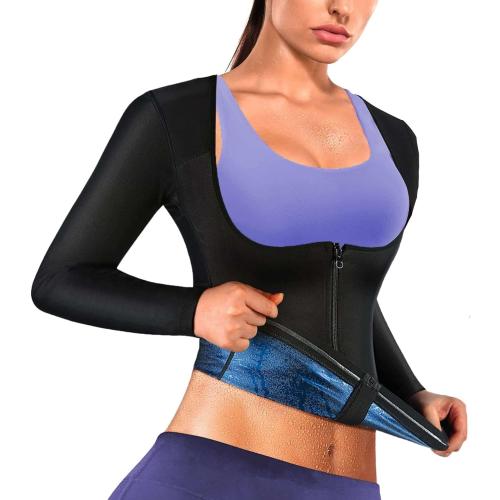 Sauna Suit Shirt For Women Weight Loss Waist Trainer Sweat Vest Workout Fajas Long Sleeve