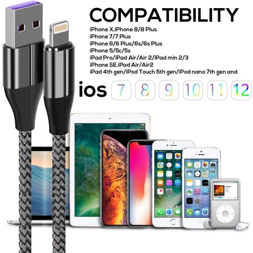iPhone Charger Lightning Cable (3 Pack 10 Foot), [MFi Certified] 10 Feet Nylon Braided, Compatible with iPhone 14/13/12/11/Pro/X/Xs Max/XR/8 Plus /7 Plus/6/ iPad