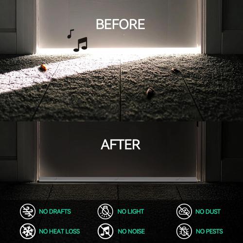 AMZNOVA Door Sweep, Door Threshold Sweeper for Interior & Exterior Bottom, Sweep Stripping Aluminum and Vinyl, Dust Bug Storm Weatherproof Aluminum Vinyl, 37in, White, 2Pack