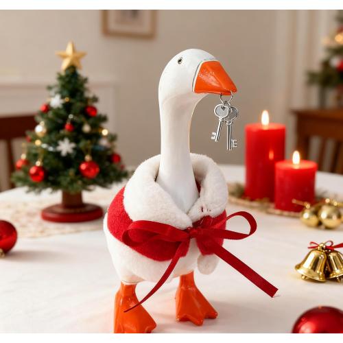 Christmas Mini Desk Goose Outfit 7inch Magnetic Silly Goose Statue Keychain Clothes Costume for Table Desk Key Holder Decoration