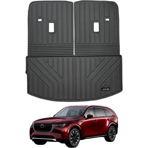 Large Cargo Liners for Mazda CX90 CX-90 2024 2025 (Only Suitable for 6 Seats) (Not Suitable for 7&8 Seats),TPE All Weather Protection with Trunk Mat Covering The backrest