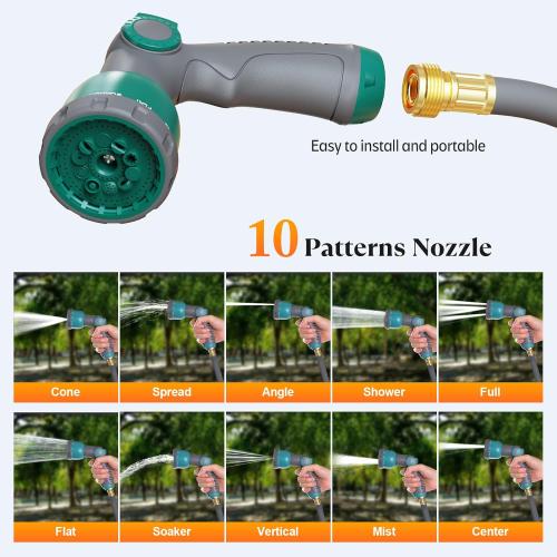 5/8 x 100 ft Retractable Garden Hose Reel, Heavy Duty Water Hose Reel | Any Length Lock, 180°Swivel, Wall Mounted Water Hose with 10-Function Nozzle for Cleaning, Watering (Green)