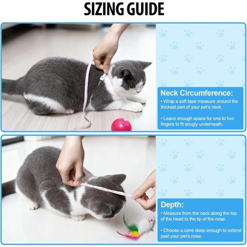 Depets Adjustable Recovery Pet Cone E-Collar for Cats Kittens Rabbits, Plastic Elizabeth Protective Collar Wound Healing Practical Neck Cover, Neck Girth 6.1 in