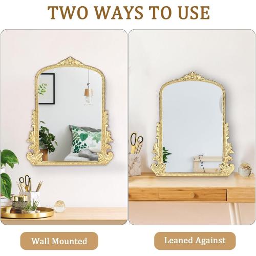 Vintage Small Arched Mirror, 17x 12 Wall Mounted Tabletop Vanity Mirror | Adjustable Stand, Sturdy Frame for Living Room, Bedroom Vanity (Makeup, Braiding), Bathroom, Entryway, Porch, Home, Dormitory