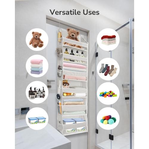 ULG 2 Pack Over The Door Organizer with 6 Large Pockets 12 Side Pockets, 50lbs Weight Capacity Door Hanging Organizer for Bedroom, Bathroom, Pantry, Nursery Storage, Beige