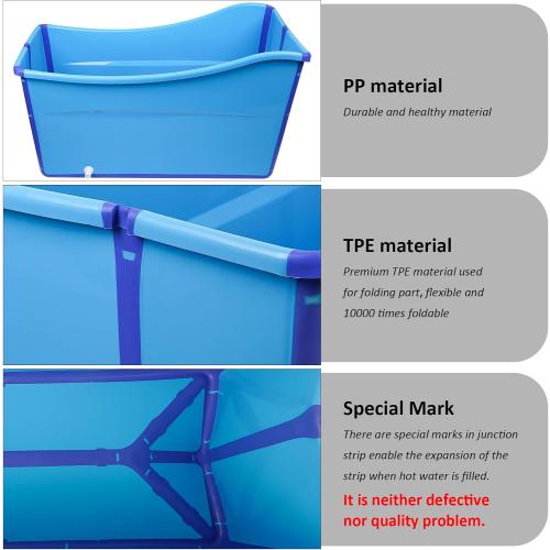 BLUE Large Size Portable Ice Bath Tub for Toddler Teenager Twins Pets and Small Adults, Foldable Ice Bath Tub for Both at Home and On The Go (Blue)