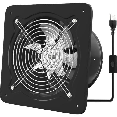 6 inch Exhaust Fan, Kitchen Exhaust Fan for Wall, Potable Window Exhaust Fans, 308CFM Wall mounted Bathroom Fan with Check Valve for Kitchen, Workshop, Basement (Black)