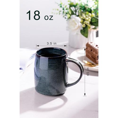 GBHOME Large Coffee Mugs Set of 6, 18oz Handmade Ceramic Coffee Mugs Set with Gradient color for Latte/Tea/Beer/Hot Cocoa, Dishwasher & Microwave Safe,