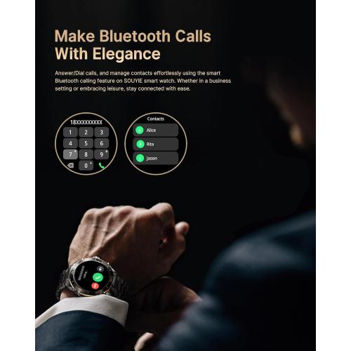 Smart Watch for Men Answer/Make Call for Android iPhone, 1.43 AMOLED HD Screen Mens Luxury Watch, 400mAh Heavy Duty Smartwatch Heart Rate Blood Oxygen Blood Pressure Sleep Monitor Pedometer, 2 Straps