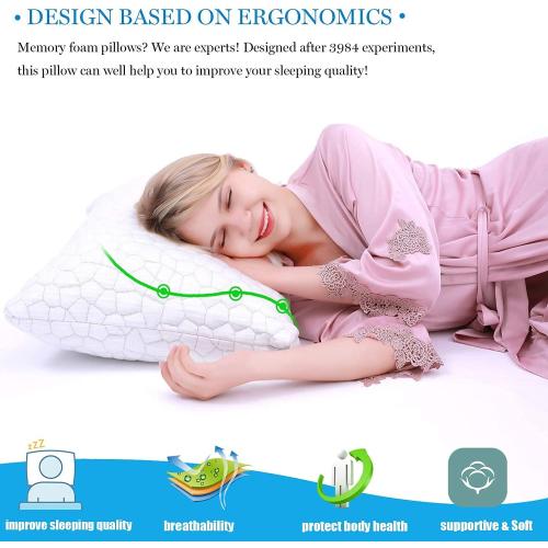 SUPA MODERN Cooling Bed Pillows for Sleeping 1 Pack Shredded Memory Foam Pillows Adjustable Cool Pillow for Side Back Stomach Sleepers Luxury Gel Pillows Standard Size with Washable Removable Cover