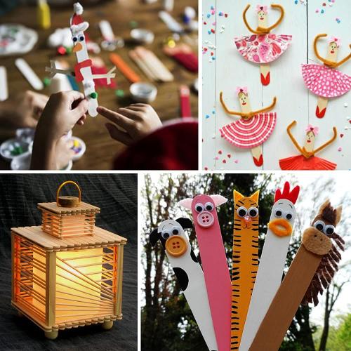 Mibly 4 Style 300 Pcs Assorted Wooden Wax Sticks for Body Legs Face and Small Medium Large Sizes Eyebrow Waxing Applicator Spatulas for Hair Removal or Wood Craft Sticks