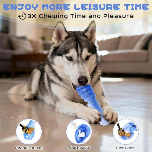 WinTour Dog Toys for Aggressive Chewers 3 Pack, Tough Dog Chew Toys for Aggressive Chewers, Indestructible Dog Toy to Keep Them Busy for Small, Medium and Large Breeds, Bacon Flavor, Blue