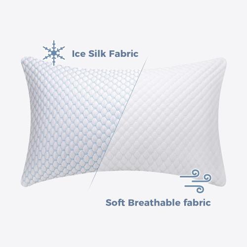 Adjustable Cooling Shredded Memory Foam Pillows King Size Set of 2 - Temperature-Regulating for Hot Sleepers with Dual Airflow Ventilation(CertiPUR-US & Hypoallergenic & Machine Washable)