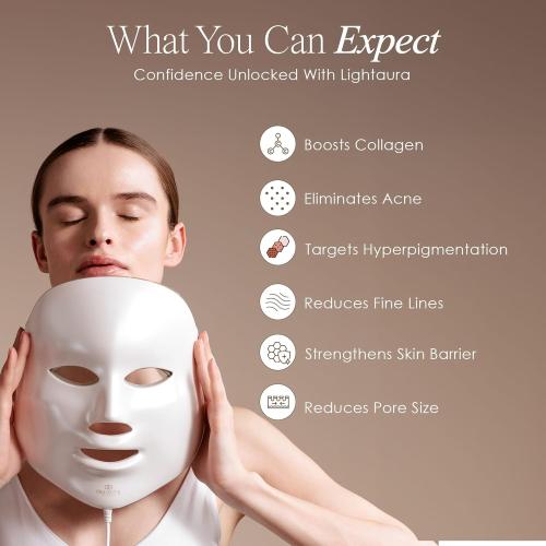 Project E Beauty LightAura LED Face Mask 7 Colors Light Therapy | Anti-Aging Facial Skincare Routine | Skin Tightening | Calm Inflammation | Reduce Wrinkle | Brightens Skin | Collagen Boost