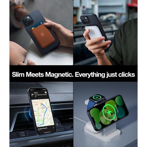 TORRAS Magnetic Slim Fit for iPhone 13 Case/iPhone 14 Case, [Ultra Thin][Compatible with MagSafe][Velvet Touch], Case for iPhone 13 & iPhone 14 Phone Case Hard PC Sturdy Anti Scratch, Black