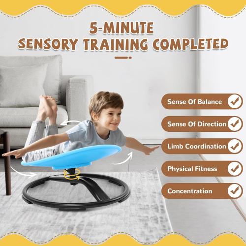 Zhenx Spinning Chair for Autistic Kids, Kids Sensory Swivel Chair, Sensory Spinner Seat for Toddlers with Autism & ADHD Children, Sit and Spin Training Body Coordination (Blue)