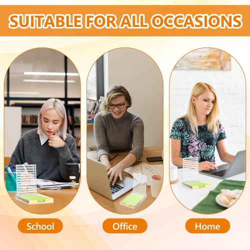 4 x 6 Sticky Notes Holder with 5 Different Stencil & 100 Sheet Post It Notes Clear Acrylic Self-Stick Sticky Note Dispenser Post It Note Holder Memo Organizer for Classroom Office Desk Organizer