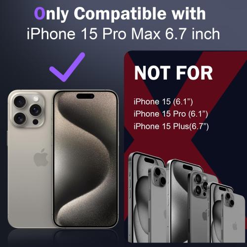DEERLAMN Case for iPhone 15 Pro Max with Slide Camera Cover Screen Protector(1 Pack), Rotated Ring Kickstand Military Grade Shockproof Protective Cover 6.7 Inch-Red