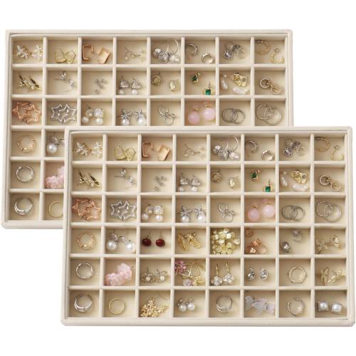 Large Velvet Jewelry Tray Display Drawer Inserts 2 Pack