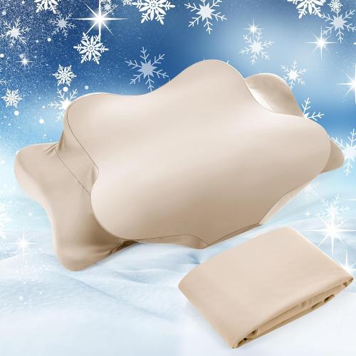Hahafelt Cooling Cervical Neck Pillowcase,Champagne,Standard Size