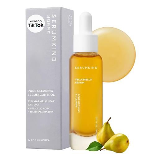 SERUMKIND Pore tightening and Refining Serum Korean Face Skincare - Natural Salicylic acid - Yellowmello Extract 92% -1 fl.oz.