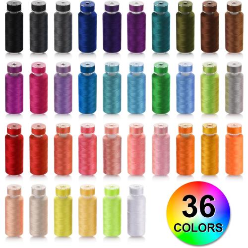 Eoehro 72pcs Sewing Thread Kit, 36 Colors, 400 Yards per Spool Polyester Thread, Prewound Bobbins, Sewing Machine Threads