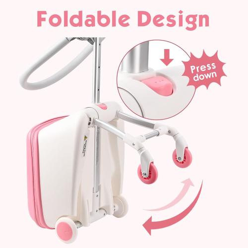 Kids Ride-on Luggage with Spinner Wheels Suitcase, Kid's Ride-On Suitcase Help Your Child Relax, Carry On Trolley Luggage (lightpink)