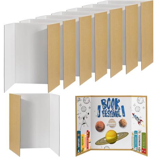 8 PCS Trifold Poster Board- Large 40 x 28 Tri Fold Display Board Hard & Thick White Presentation Cardboard for Science Fair, School Projects, and Business Presentations Supply