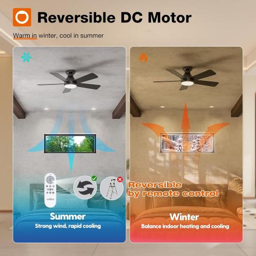 42 Dark Brown addlon Ceiling Fans with Lights, 42 Inch Low Profile Ceiling Fan with Light and Remote Control, Flush Mount, Reversible, 3CCT, Dimmable, Quiet, Small Ceiling Fan for Bedroom Indoor/Outdoor Use