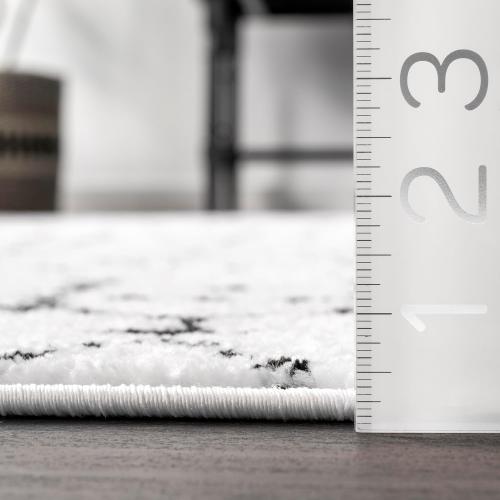 nuLOOM 5x7 Moroccan Blythe Area Rug, White and Black, Faded Bohemian Design, Stain Resistant, For Bedroom, Dining Room, Living Room, Hallway, Office, Kitchen, Entryway