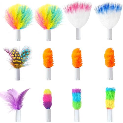 ORSDA 12Pcs Feathers Replacement and Soft Furry Accessories ONLY Fits Cat Toys, Interactive Toys for Indoor Cats-NOT fits for Other Brand Toys‼️no orange color‼️