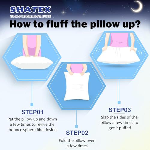 Shatex Extra Firm Pillow Standard Size 26 x 20 inch, Bed Pillow with Adjustable Insert Provides Stronger Support - for Back, Stomach & Side Sleepers,Super Firm