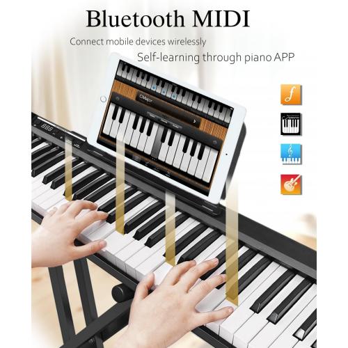 Longeye Piano Keyboard 88 Keys Compact Digital Piano for Beginners with Full Size Semi Weighted Keys, Sustain Pedal, Headphones, Carrying Case (88 Key With Stand, Black)