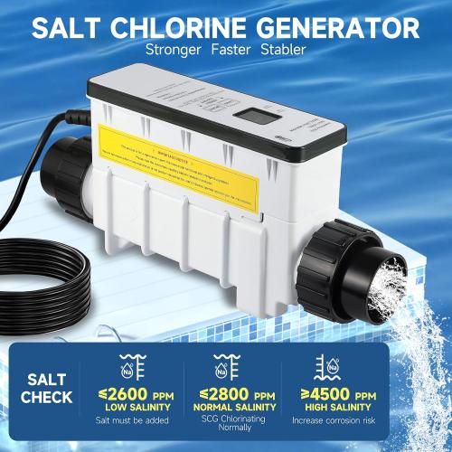 EC-520555 Salt Chlorine Generator fits Pentair IC40 40000 Gallon | Replaces 520555 Pentair IntelliChlor IC40 pool system,fits up to 40000-gallon pools，auto polarity self-clean, digital display