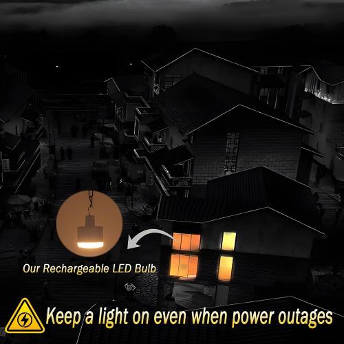 Battery Operated Light Bulb with Remote RGB Rechargeable Light Bulb USB Charging,50H Long Life Emergency Light Bulbs for Power Outage,Battery Powered Light Bulb for Home,Outdoor Activities