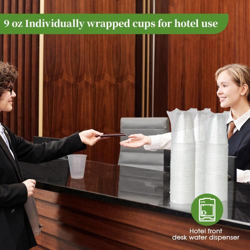 Vplus 120 Pack 24 OZ Clear Plastic Cups, Individually Wrapped PP Plastic Cups Disposable 24 OZ Drinking Glasses for Hotel Party Thanksgiving Christmas