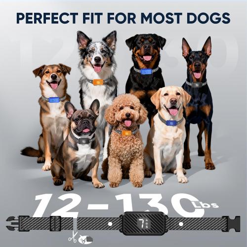 Dog Bark Collar for Large Medium Small Dogs, Effective No-Bark Collar, Smart Barking Collar, Rechargeable Bark Collar with 7 Sensitivity, 3 Modes, IP67 Waterproof, Blue Black, 2 Pack