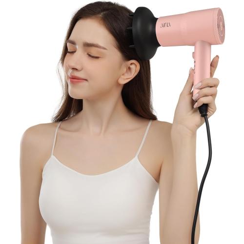 AINA Diffuser Hair Dryer Full-Featured Blow Dryer 110V/1600W(Babe Pink) | 3 Heat/2 Speed;Cold shut button;Lightweight;Compact Size;High Temp;Low Airflow;Same Results;Less Expense