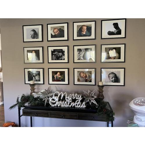 upsimples 11x14 Picture Frame Set of 5, Display Pictures 8x10 with Mat or 11x14 Without Mat, Wall Gallery Photo Frames, Black
