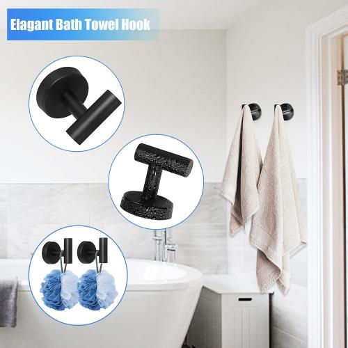 COLOR SILVER Cilee 10 Piece Matte Black Bathroom Hardware Set,2 Pack 5 Piece Bathroom Accessories Set Include 24 inch,16 inch Toilet Paper Holder, Towel bar,Towel Ring,Towel Hook,Stainless Steel Wall Mounted