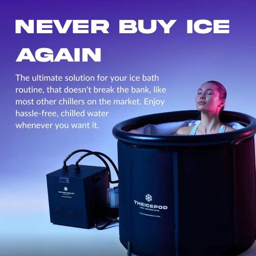 Standard Water Chiller – Compact Cold Plunge Cooling System – 41°F Adjustable Temperature – Pairs with Ice Pod Pro & Long Pod – 24/7 Water Circulation & Built-in Filtration – The Pod Company