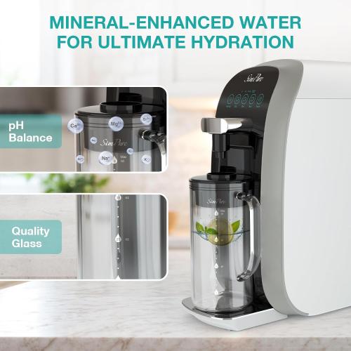 SimPure Y7T-A Countertop Reverse Osmosis Water Filter, 5 Stage Mineral RO | NSF/ANSI 58 Certified Water Filtration System, RO Water Purifier, No Installation, 4: 1 Pure to Drain, pH  Balanced ALK Taste