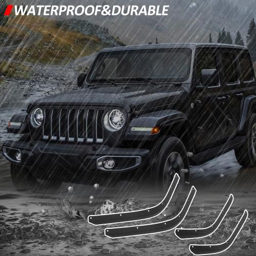 Front & Rear Fender Flares Extensions Set fit for 2018 2019 2020 2021 2022 2023 Jeep Wrangler JL & JLU 2/4 Doors, Wheel Fender Liner black 4PCS